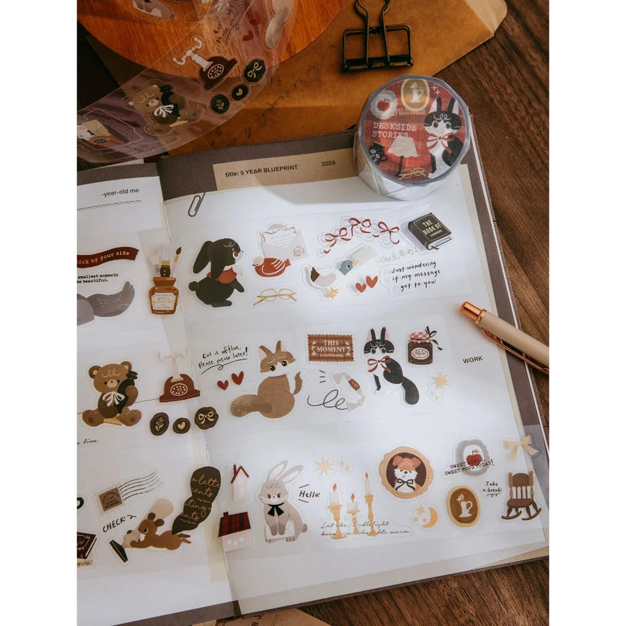wwiinngg Glossy Kiss-Cut PET Tape Stickers - Deskside Stories (4.5 cm x 75 cm)