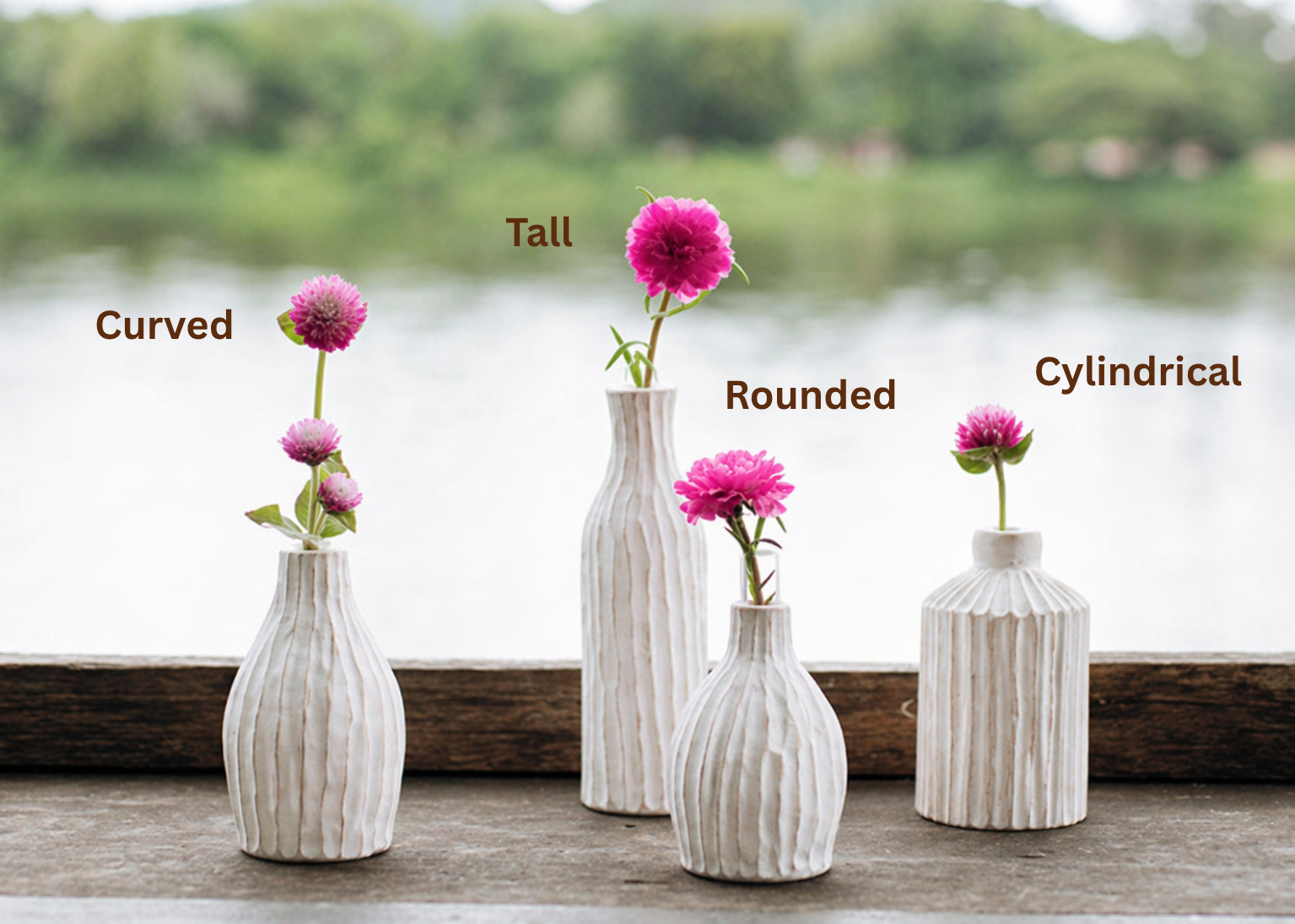 White Shinogi Single-Stem Vase (4 Designs)